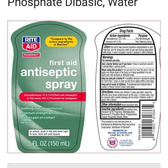 2 Rite Aid First Aid Antiseptic Spray - Picture 2 of 2